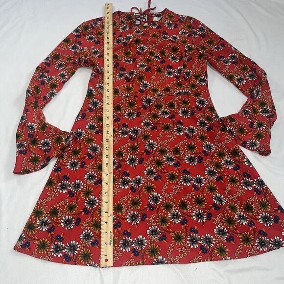 WAYF Medium Long Sleeve Tie Back Floral Dress Retro 70s Inspired - Picture 7 of 12